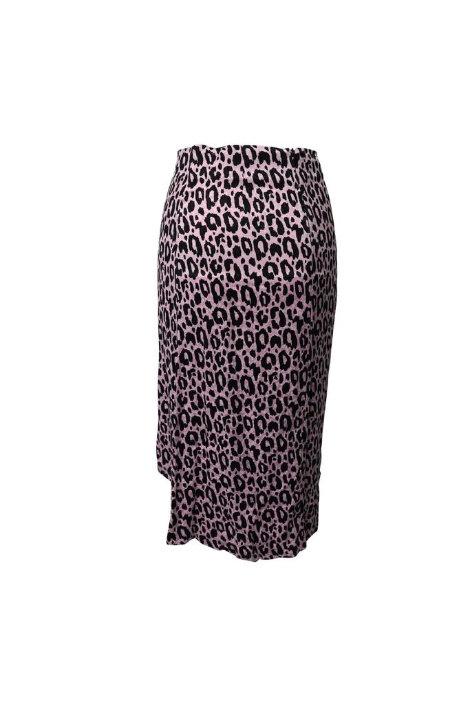 Maje Jipanta Leopard Print Front Slit Skirt in Pink Cupro 1