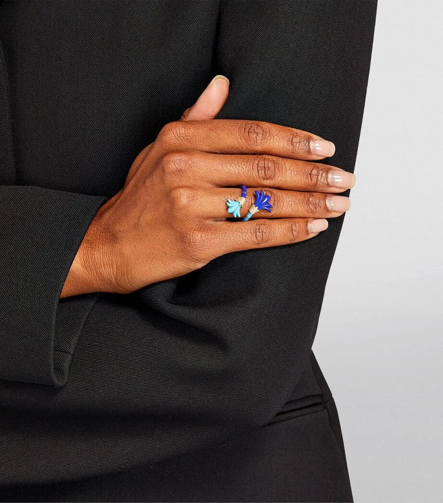 L'ATELIER NAWBAR Yellow Gold, Diamond, Lapis and Turquoise Psychedeliah Ring 5