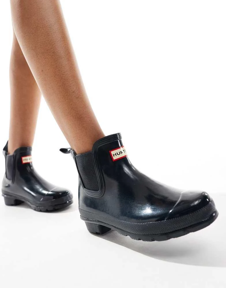 Hunter Hunter Womens original chelsea gloss boot in navy 3