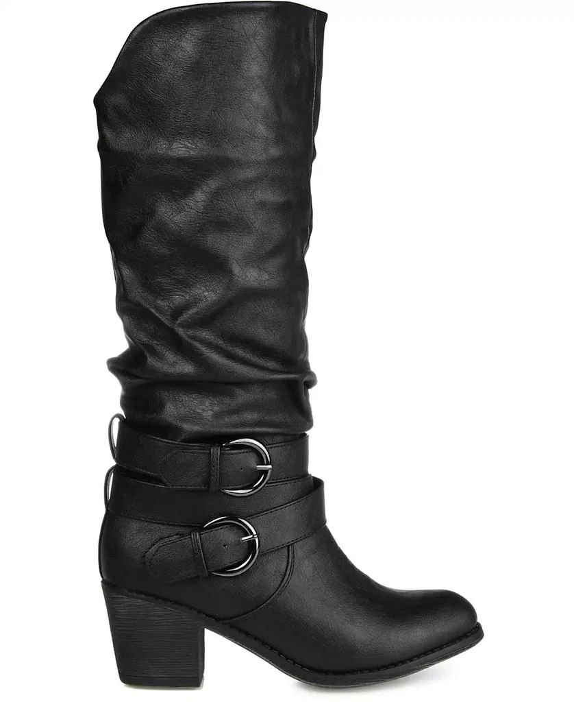 Journee Collection Women's Late Rouched Buckle Mid Shaft Block Heel Boots 2