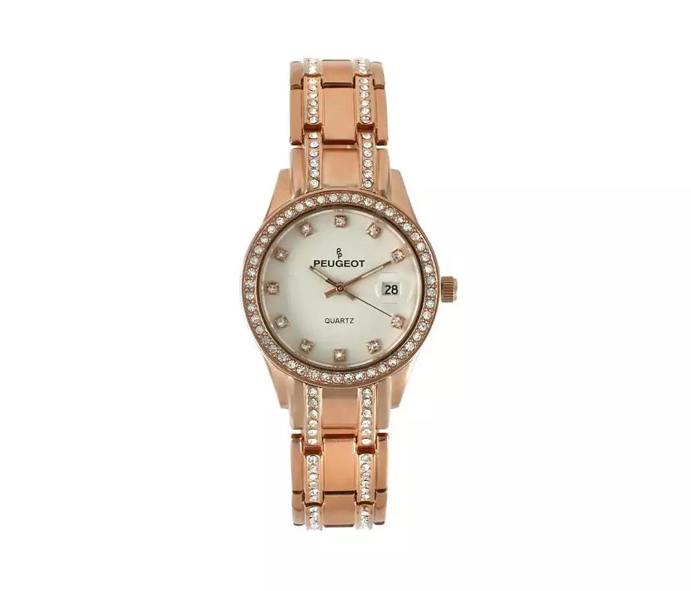 Peugeot Womens Round Rose-Gold Luxury Status Swarovski Crystal Bracelet Watch 1