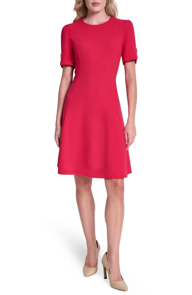knee length dresses for ladies DKNY Women's Chiffon Balloon Sleeve V-Neck Midi Party Dress Color Rais –  DDT Boutique