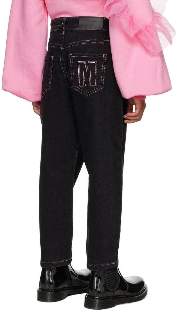 MSGM Kids Black Embroidered Jeans 3