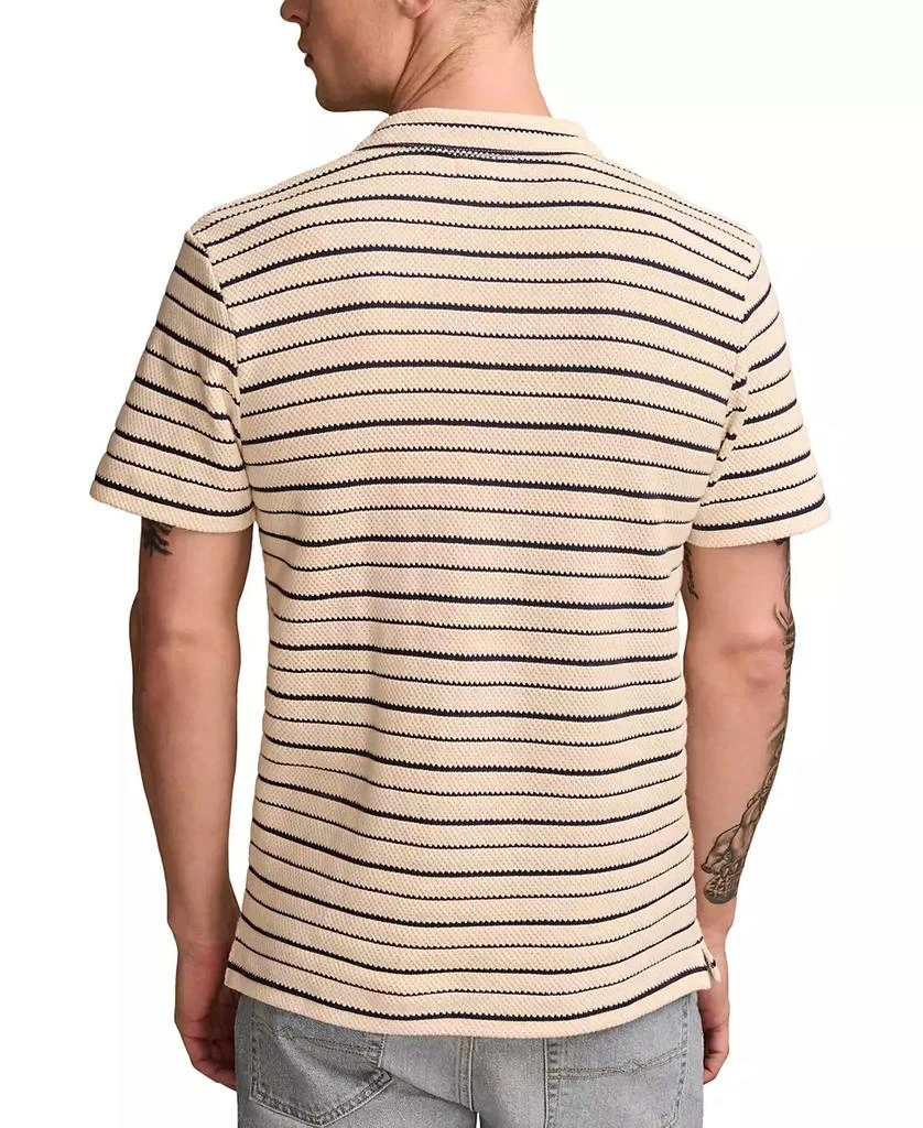 Lucky Brand Men's Short Sleeve Waffle-Knit Striped Polo Shirt 3