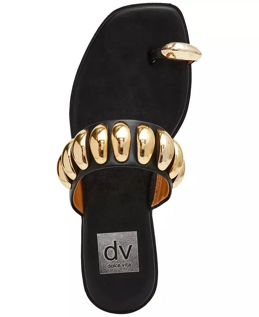DV Dolce Vita Moon Embellished Gold Toe Ring Flat Sandals 4