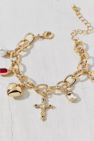Urban Outfitters Scarlet Rhinestones And Pearl Chain Charm Bracelet 2