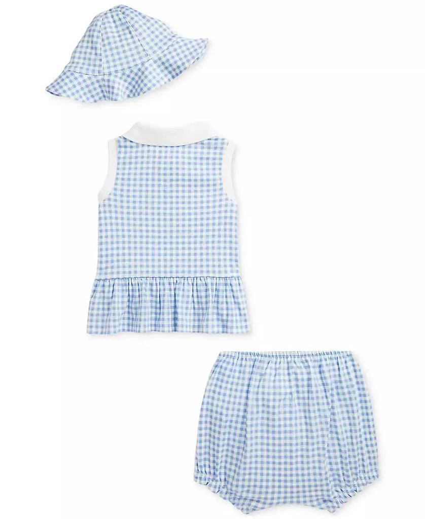 Polo Ralph Lauren Baby Gingham Hat, Peplum Polo Shirt & Hat Set 2