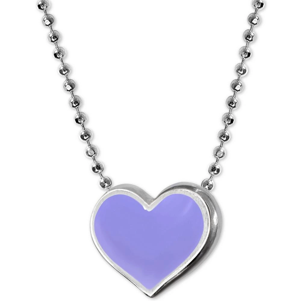 Alex Woo Lavender Enamel Vegas Heart 16" Pendant Necklace in Sterling Silver 1