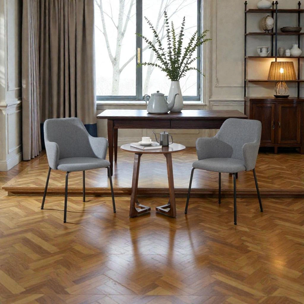 Hivvago Dining Chair Duo with Supportive Curved Back, Roomy Seat and Comfortable Armrests