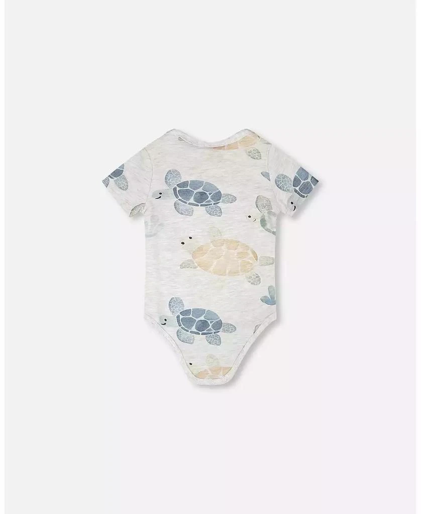 Deux par Deux Baby Boys Evolutive Cotton Jersey Onesie Grey Mix Turtle Print 3