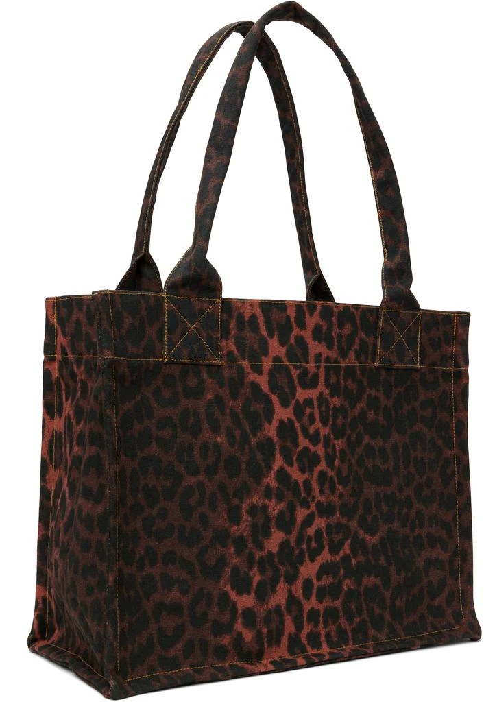 Ganni Red Leopard Print Canvas Tote 3