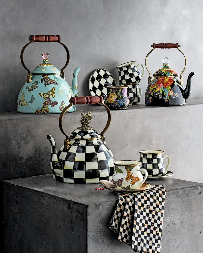 MacKenzie-Childs Flower Market Black Two-Quart Tea Kettle 2