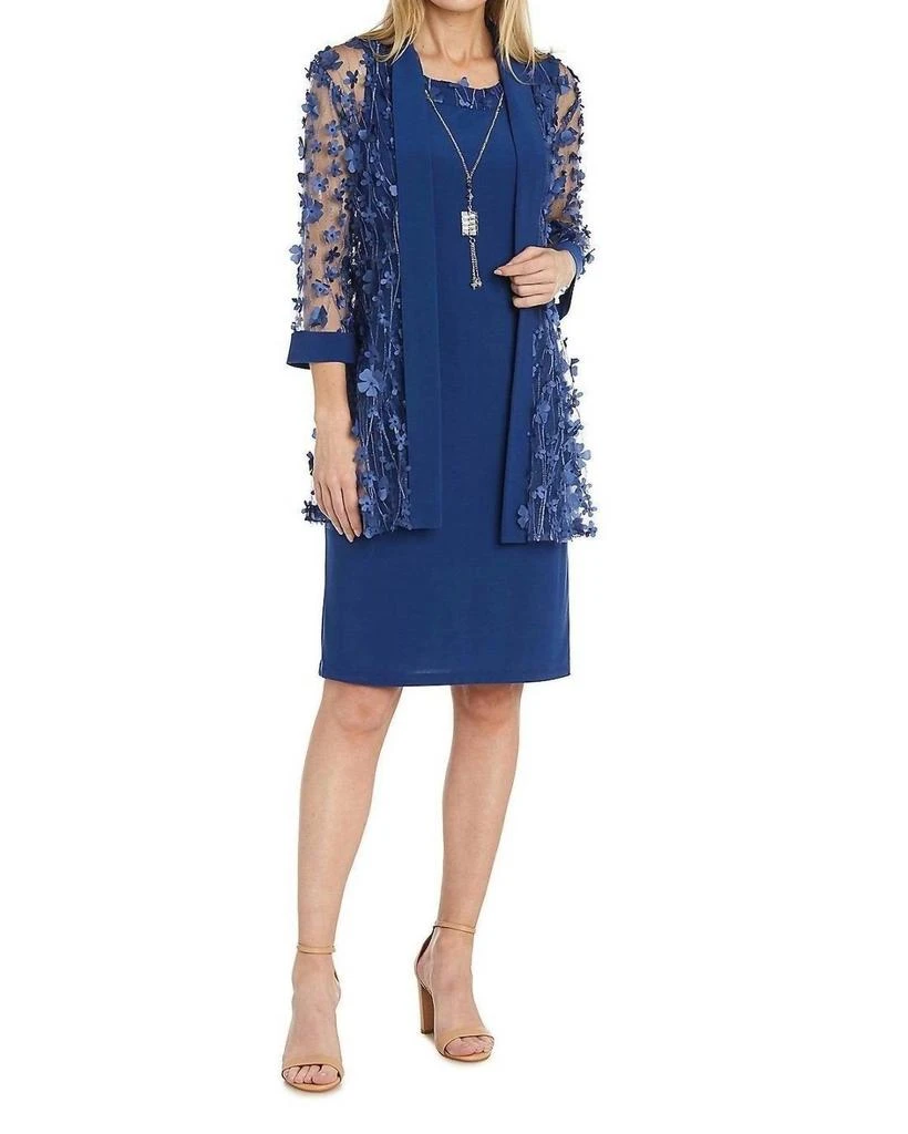 R&M Richards R&M Richards - Floral Applique 2-Piece Jacket & Dress Set 1