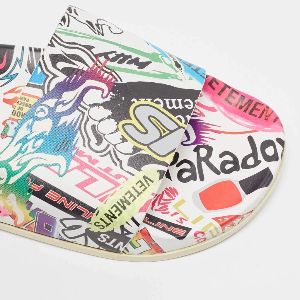 Vetements Vetements Multicolor Sticker Print Leather Pool Slides Size 36 7