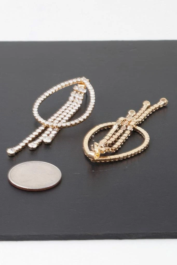 TRUEDAMES Rhinestone Teardrop Curtain Earrings