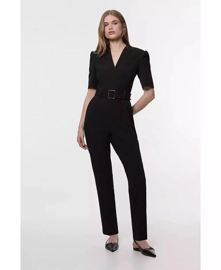 KAREN MILLEN Women's Crepe Belted Jumpsuit 1