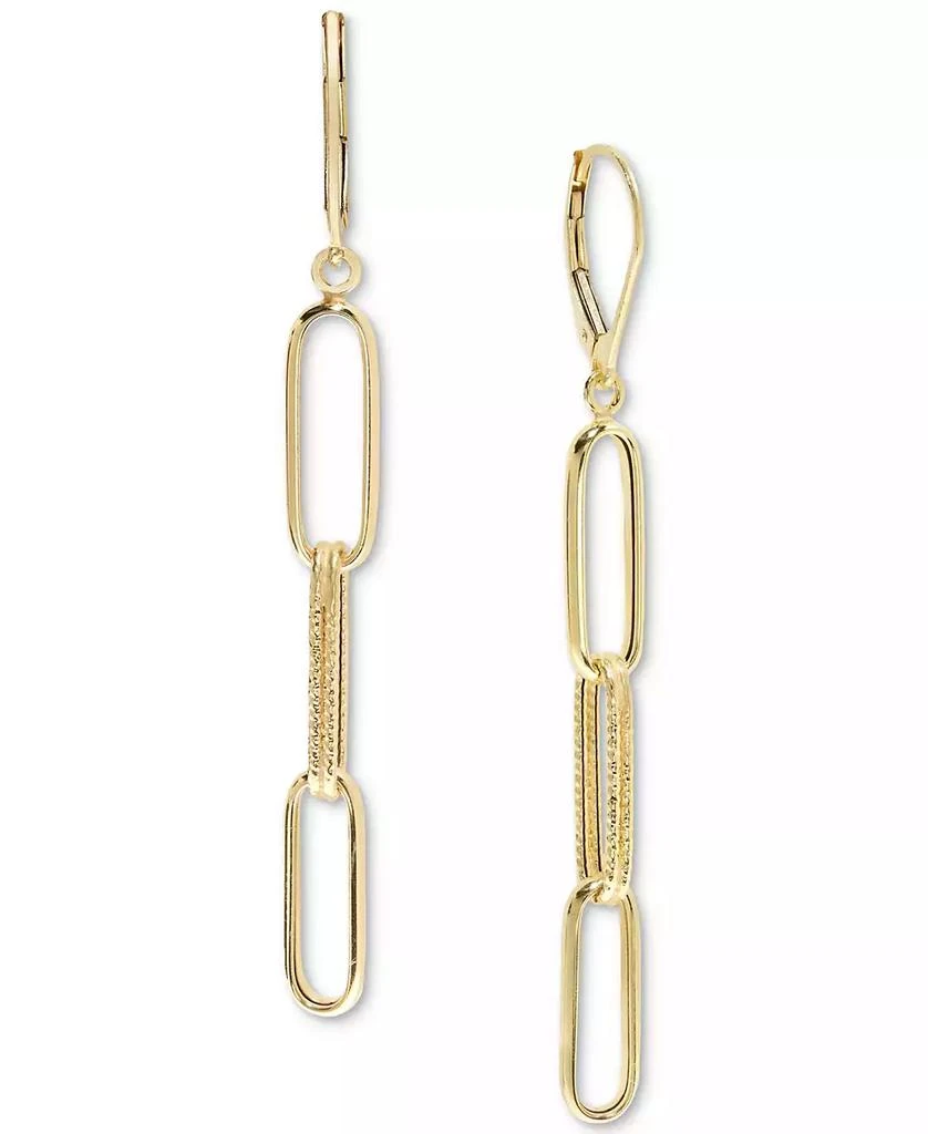 Macy's Polished & Textured Multi-Link Paperclip Drop Earrings in 14k Gold 1