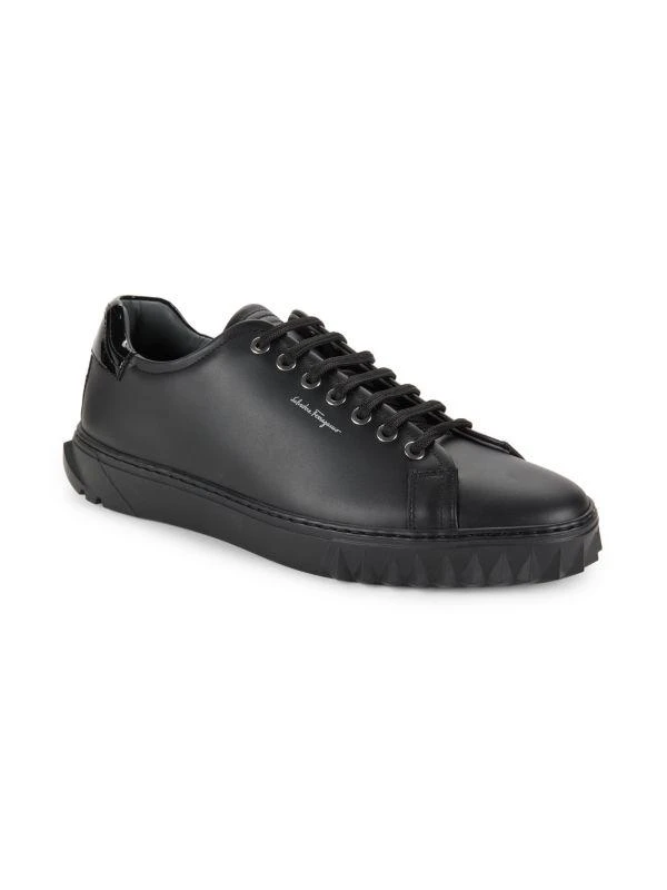 Salvatore Ferragamo Cube Leather Low Top Sneakers 2