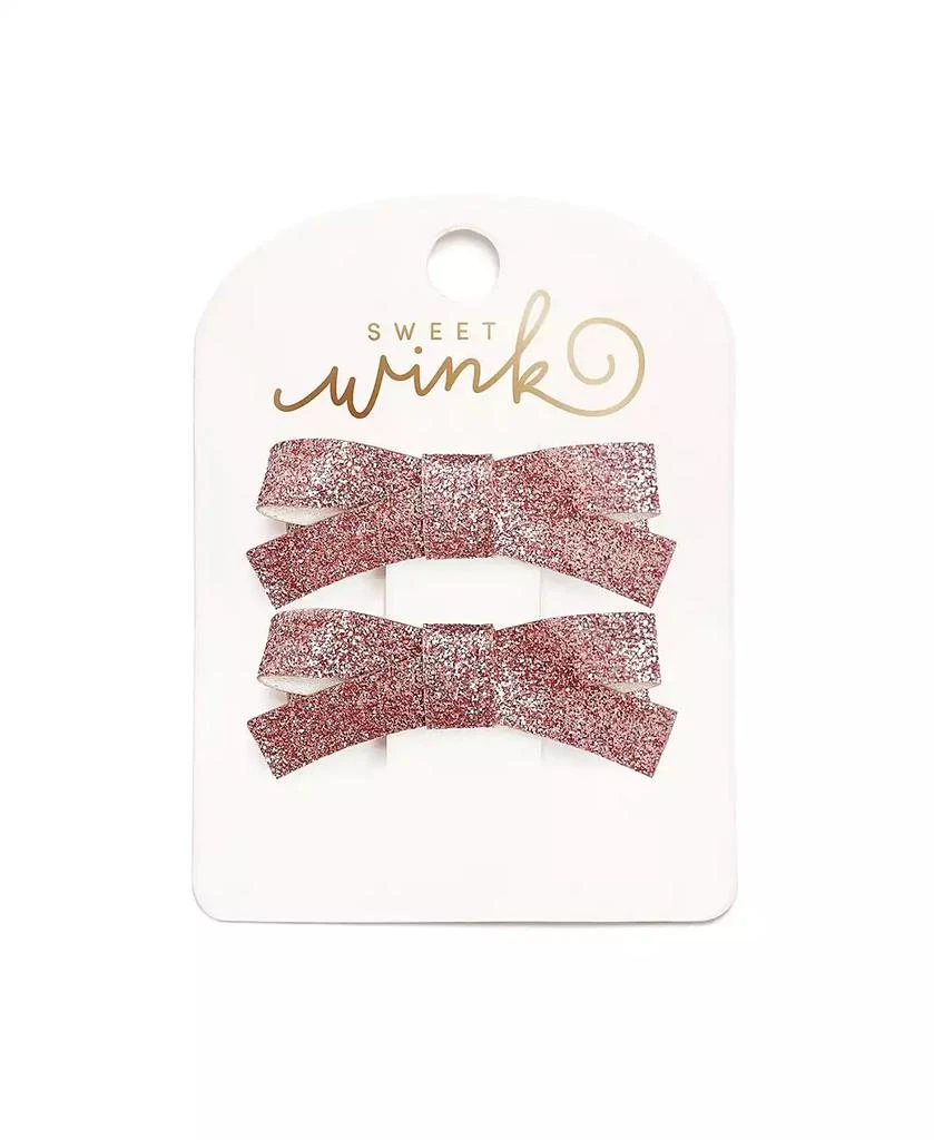 Sweet Wink Child Girl Pink Glitter Bow Clip Set
