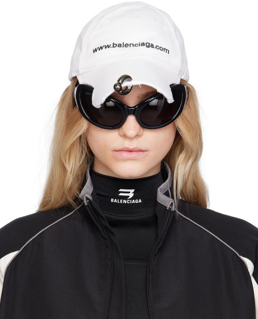 【balenciaga】Bal.com Front Piercing キャップ Balenciaga BAL.COM FRONT PIERCING CAP IN BLACK FADED