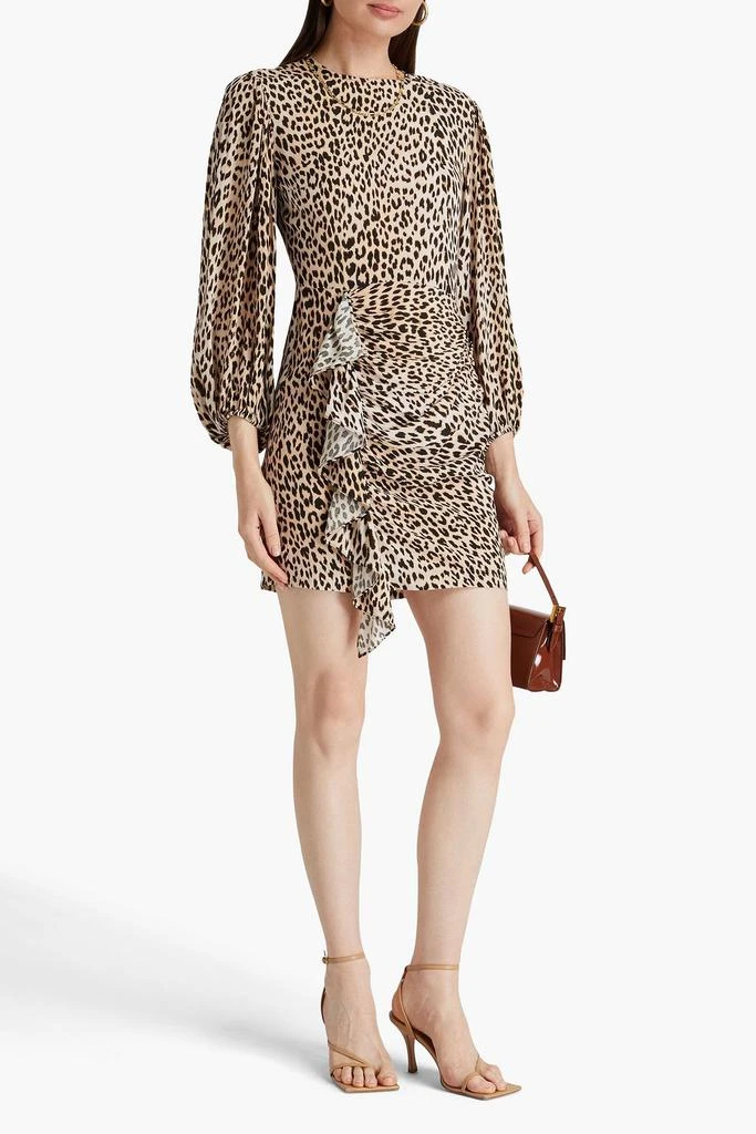 Maje Ruffled leopard-print crepe mini dress 2