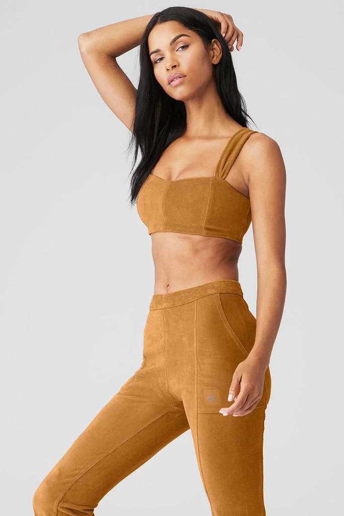Alo Micro Corduroy Winter Break Bra - Toffee 3