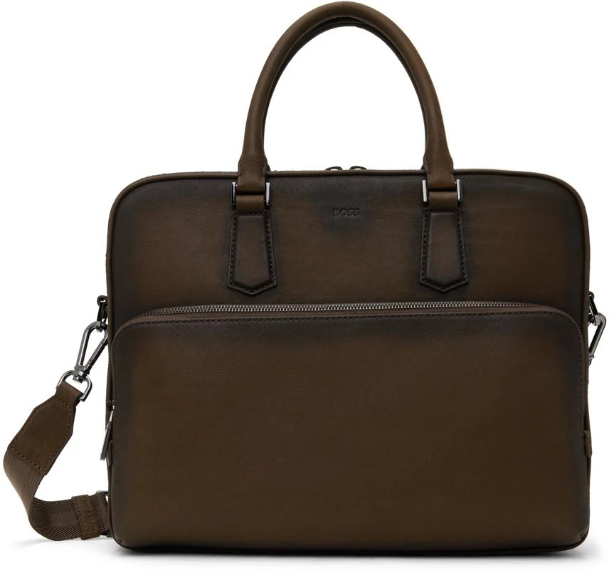 Hugo Boss Brown Leather Briefcase 1