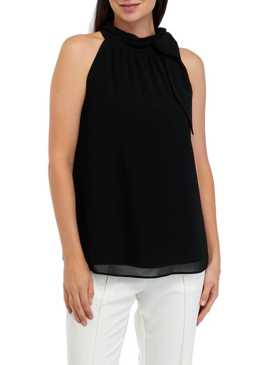 THE LIMITED Limited Womens Sleeveless Tie Halter Neck Top