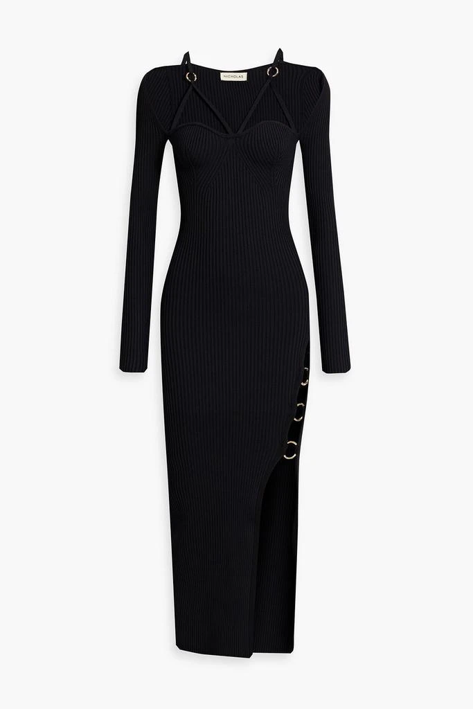 NICHOLAS Janet embellished ribbed-knit midi dress 1