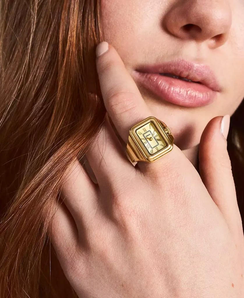 Fossil Women's Raquel Two-Hand Gold-Tone Stainless Steel Ring Watch 14mm 6