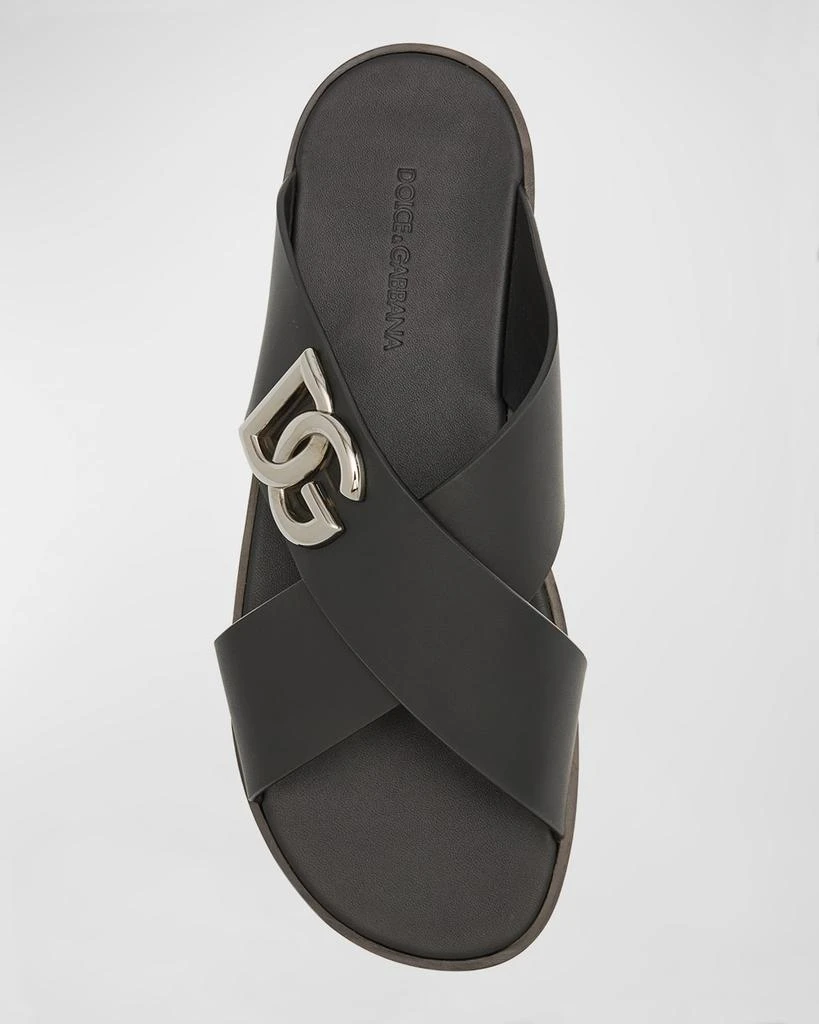 Dolce & Gabbana Men's DG Crisscross Leather Slide Sandals 5
