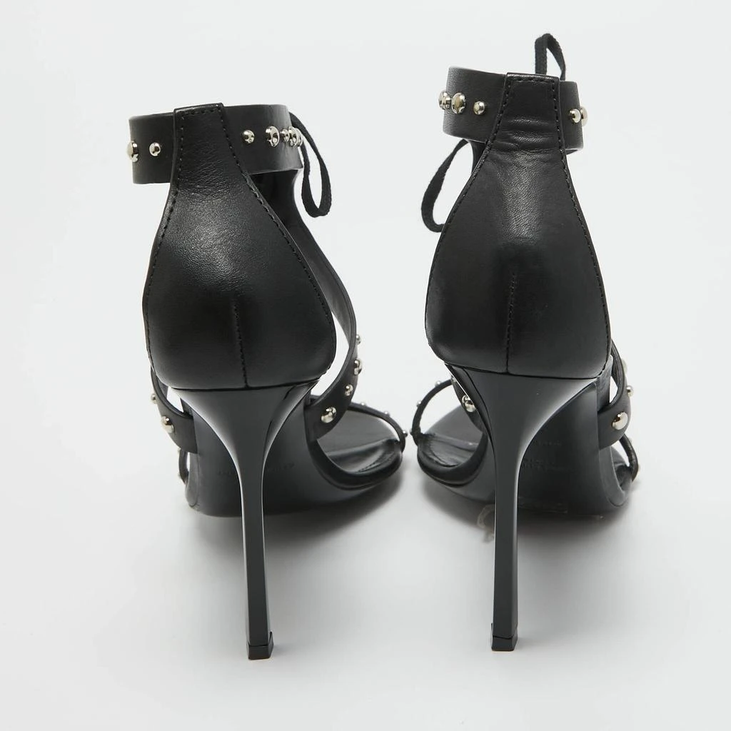 Yves Saint Laurent Saint Laurent Black Leather iris Studded Ankle Strap Sandals Size 38 5