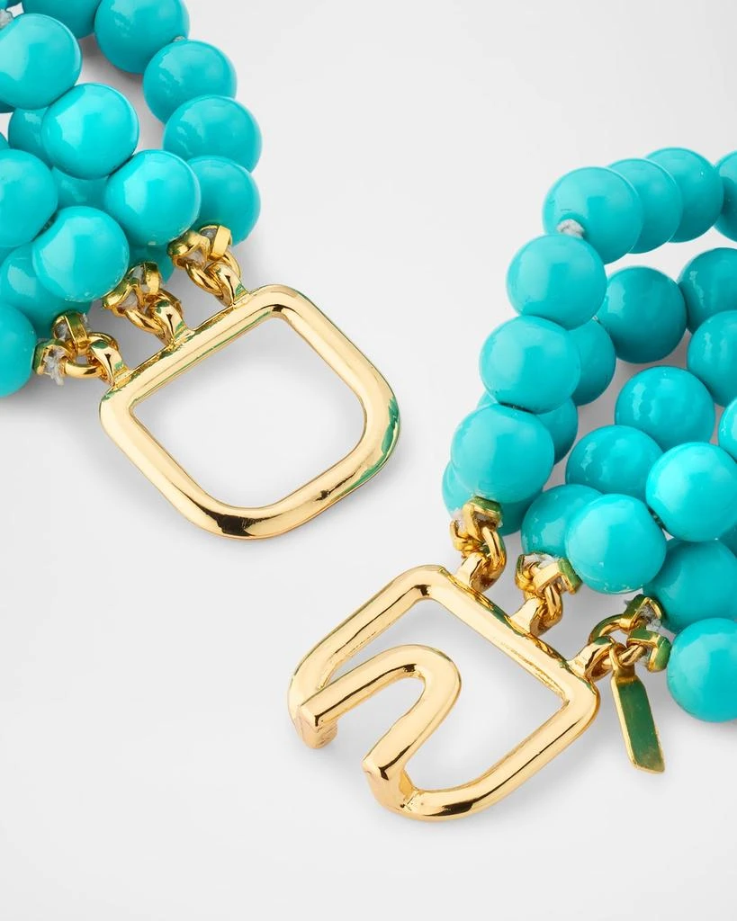 Kenneth Jay Lane Six Row Turquoise Bead Necklace 4