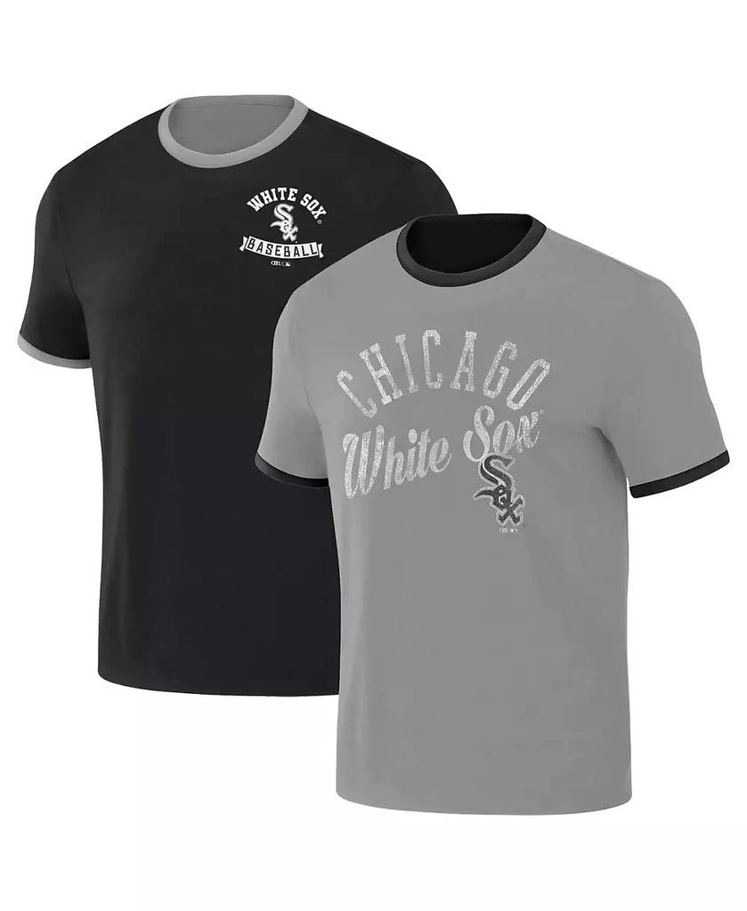 Fanatics Men's Darius Rucker Collection by Black, Gray Distressed Chicago White Sox Two-Way Ringer Reversible T-shirt 1