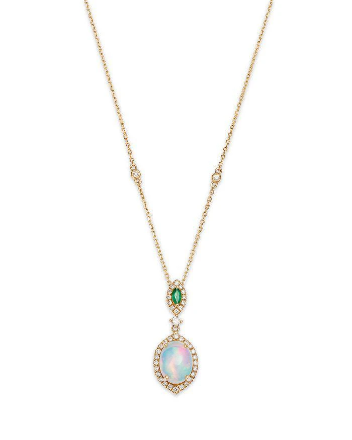 Bloomingdale's Ethiopian Opal, Emerald, & Diamond Pendant Necklace in 14K Yellow Gold, 18" 1