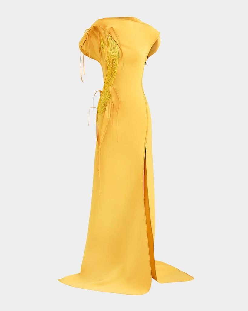 Maticevski Alena Fringe Applique Slit Gown 1