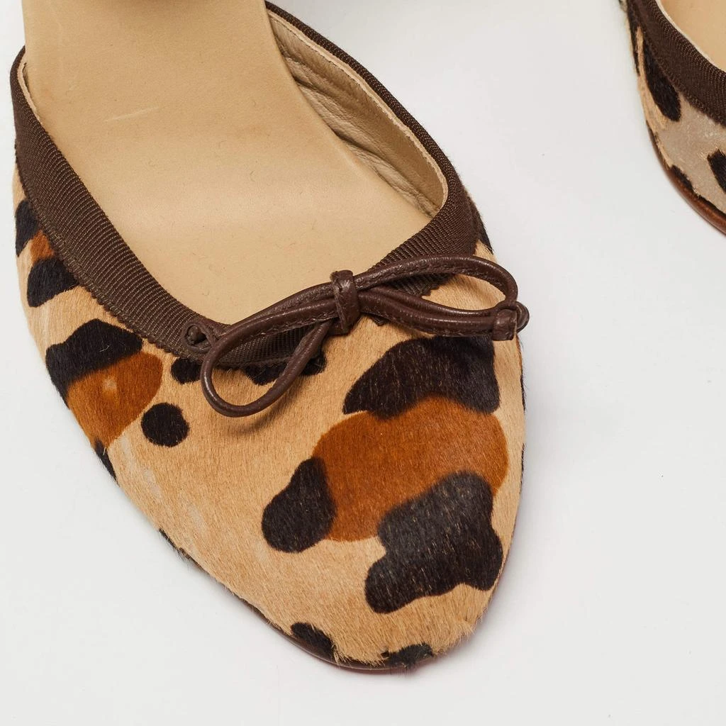 Christian Louboutin Christian Louboutin Two Tone Animal Print Calf Hair Espadrille Wedge Ankle Tie Pumps Size 41 7