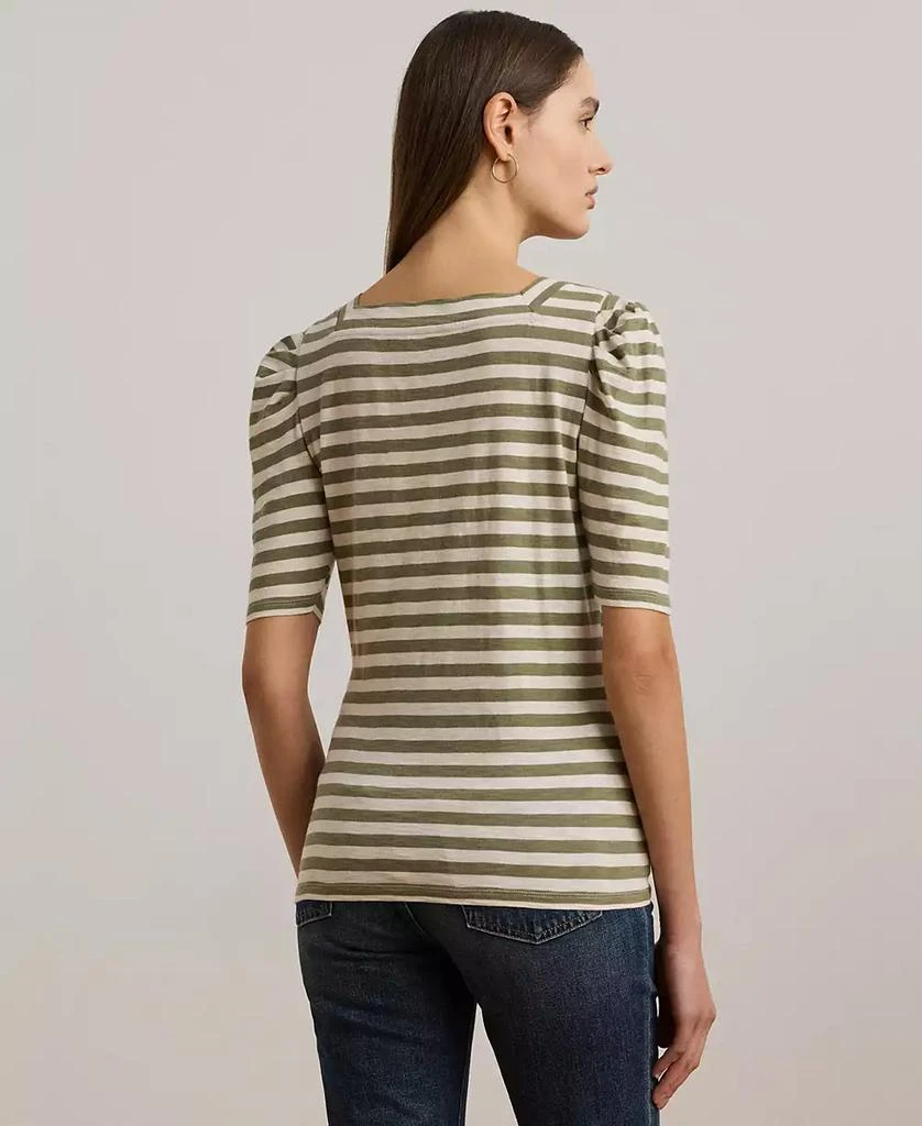 Ralph Lauren Women's Striped Cotton Jersey Puff-Sleeve Tee 2