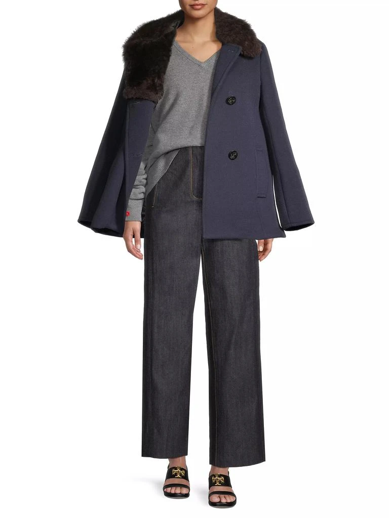 Tory Burch Faux Fur-Trim Wool Peacoat 2