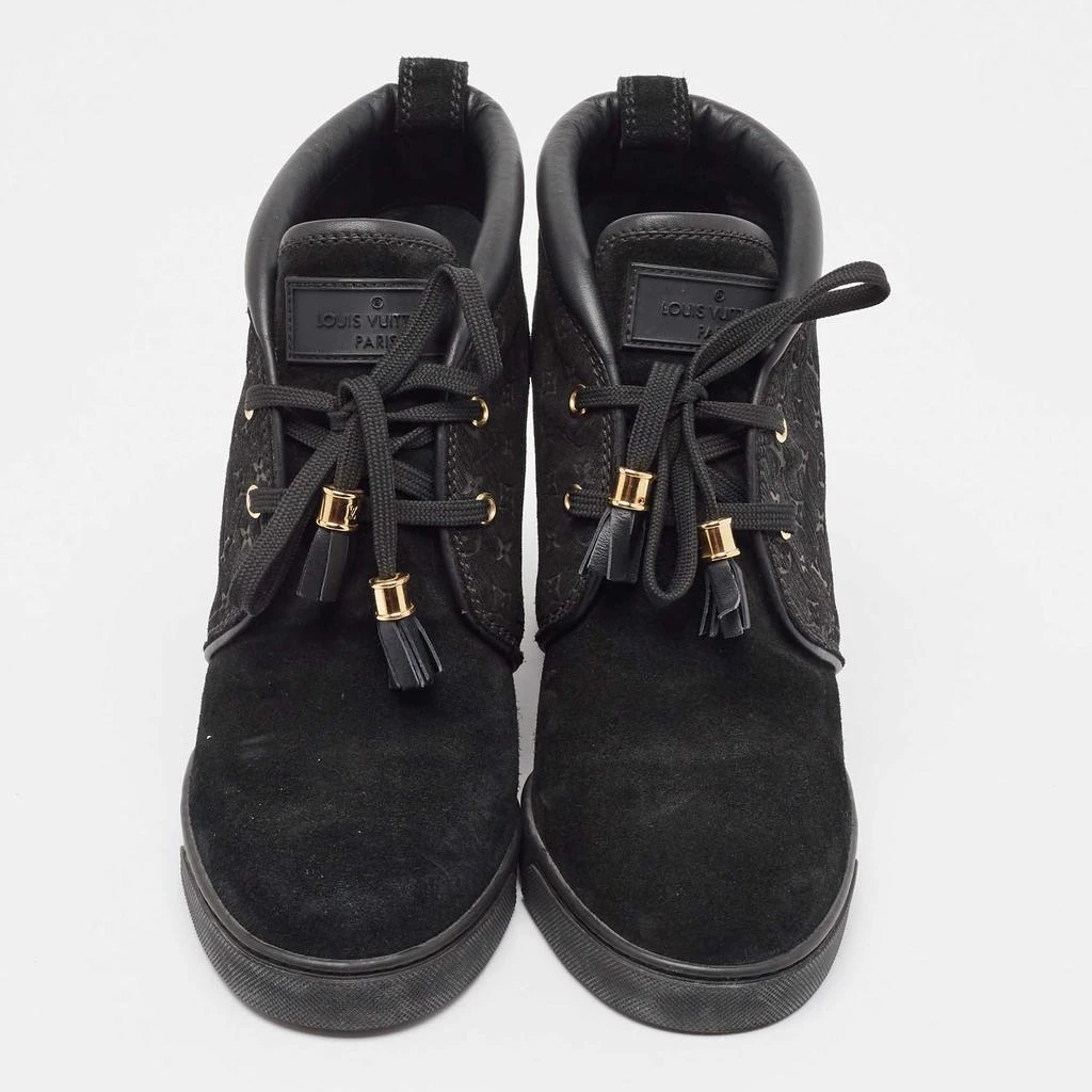 Louis Vuitton Louis Vuitton Black Monogram Suede and Leather Wedge Sneakers Size 39.5 3