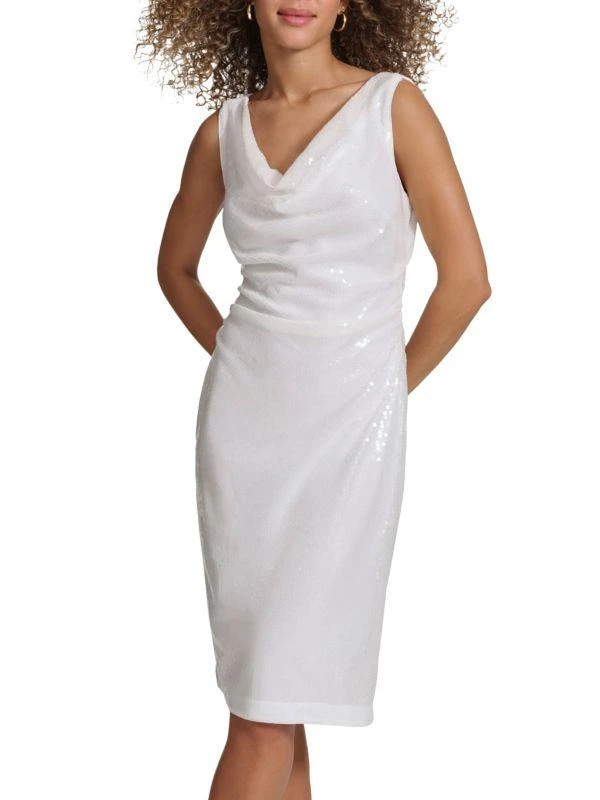 Kensie Sequin Cowlneck Midi Dress 1