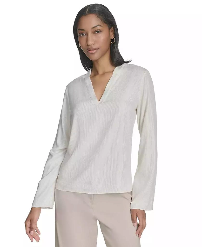 HALSTON Women's Banded V-Neck Long-Sleeve Blouse 1