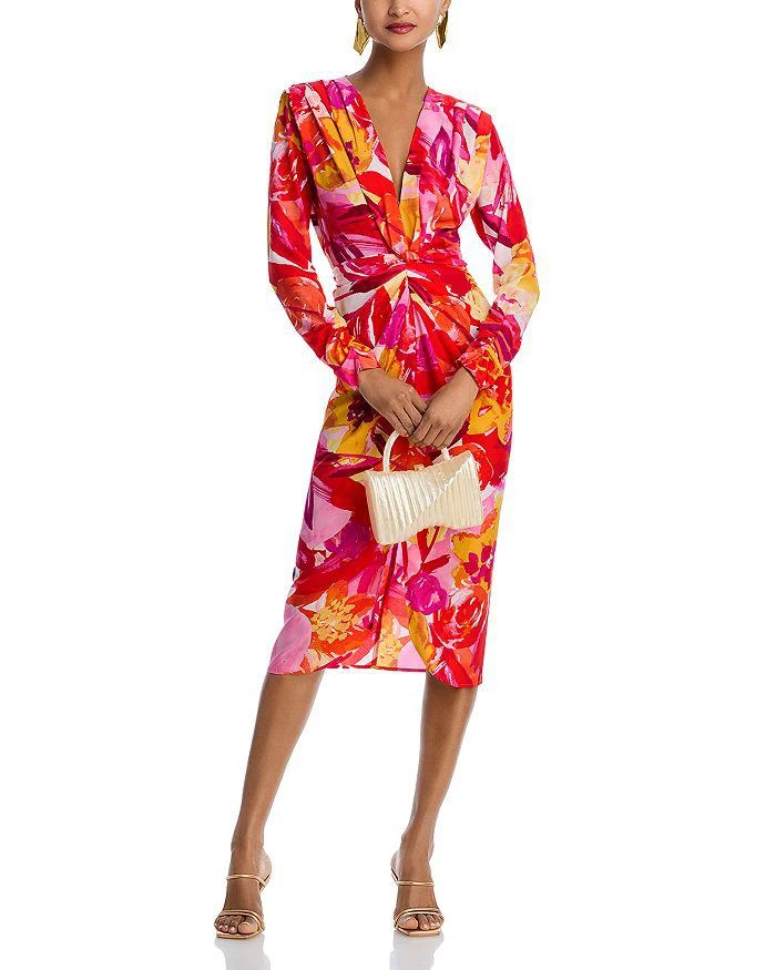 AQUA Abstract Floral Wrap Dress - Exclusive 1