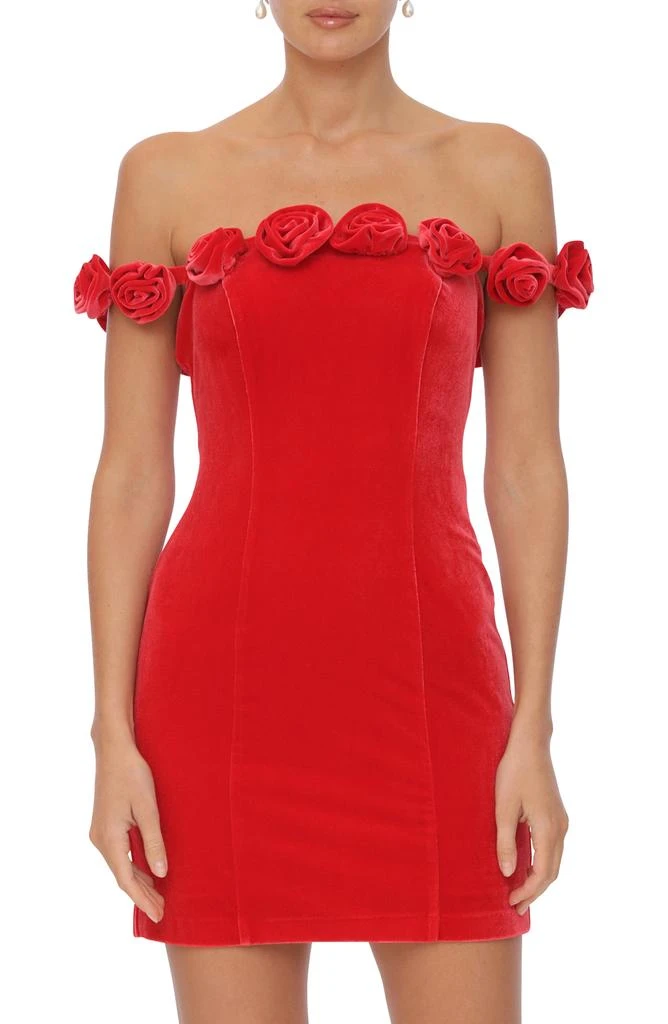 Avec Les Filles Rosette Off-the-Shoulder Velvet Minidress 5