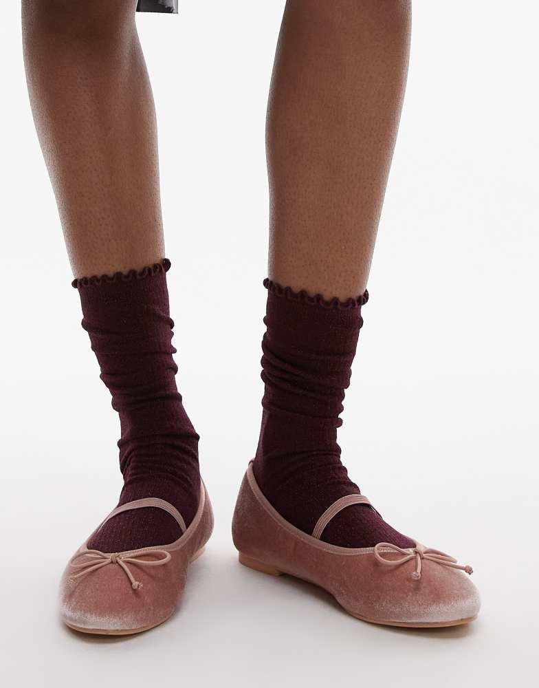 & Other Stories & Other Stories glitter frill socks in burgundy