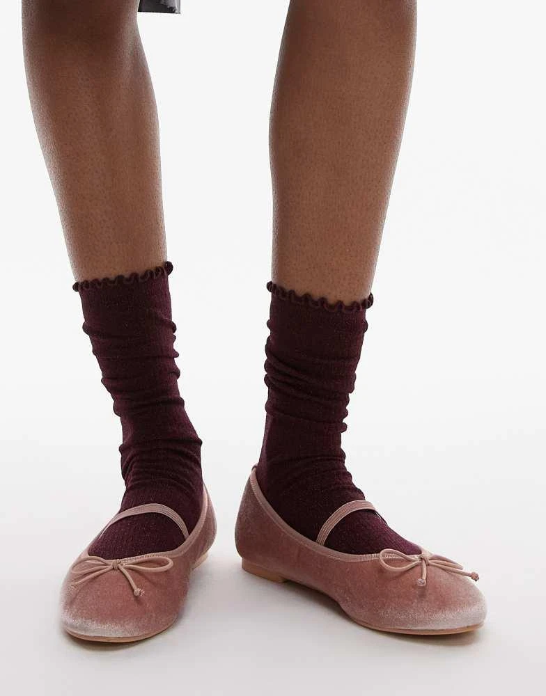 & Other Stories & Other Stories glitter frill socks in burgundy 2