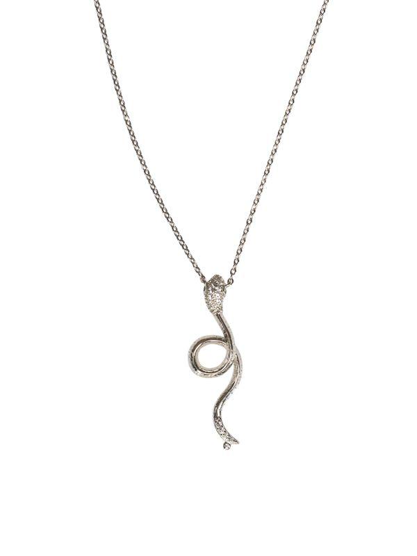 Jean Claude Sterling Silver & Cubic Zirconia Lucky Snake Pendant Necklace