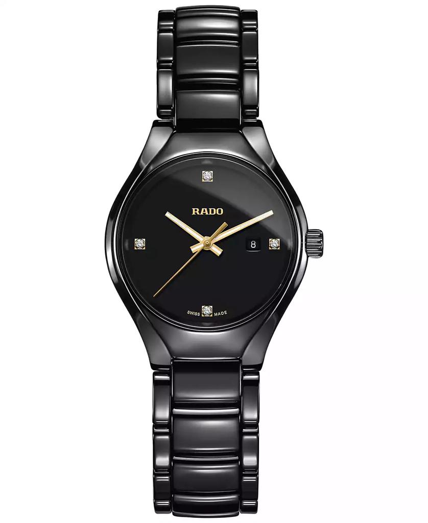 Rado Women's Swiss True Diamond Accent Black High-Tech Ceramic Bracelet Watch 30mm R27059712