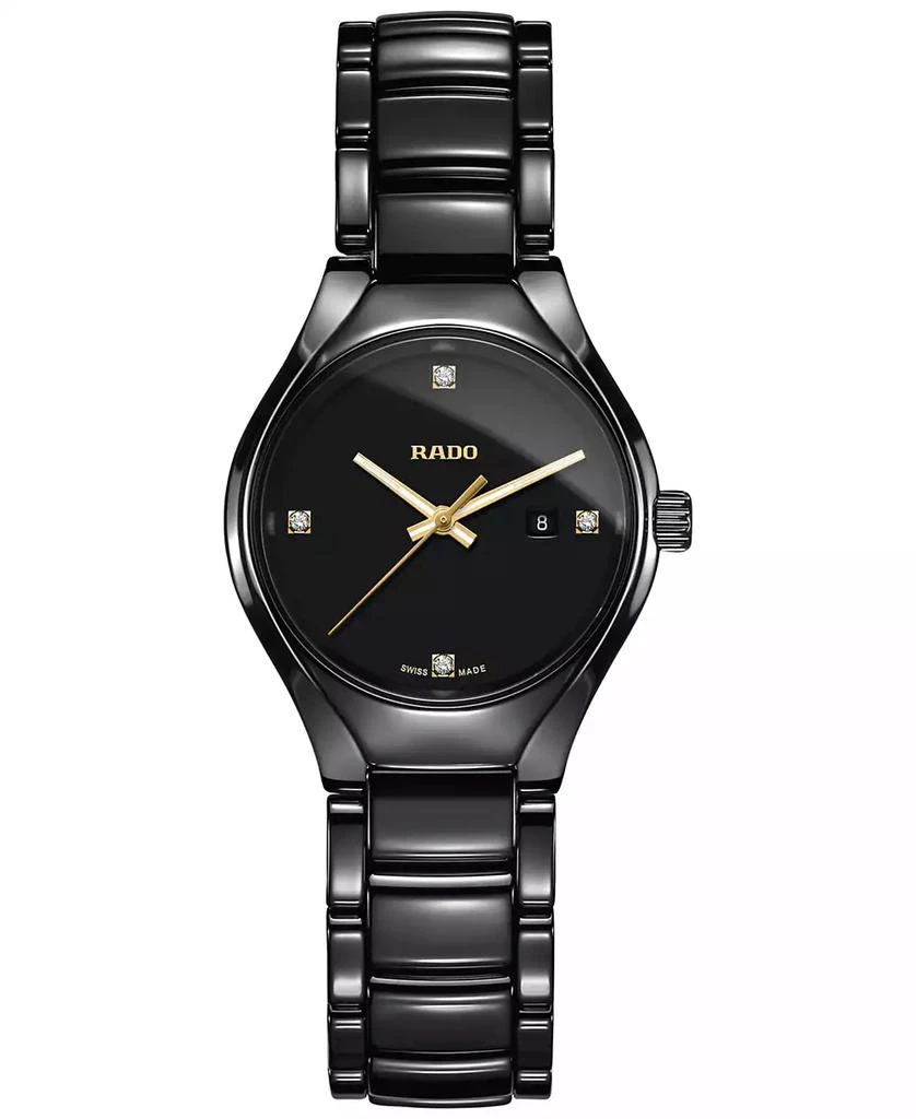Rado Women's Swiss True Diamond Accent Black High-Tech Ceramic Bracelet Watch 30mm R27059712 1