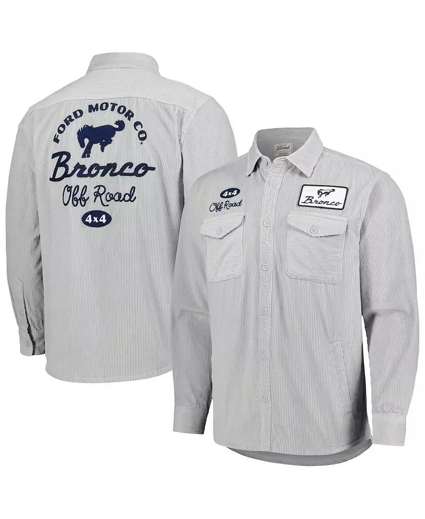 American Needle Men's Gray Bronco Reynolds Corduroy Button-Up Long Sleeve Shirt
